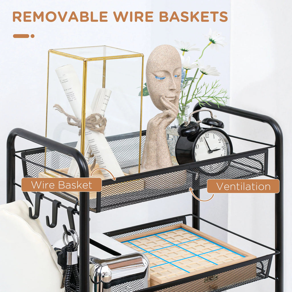 5 Tier Metal Rolling Cart with Mesh Baskets E66464