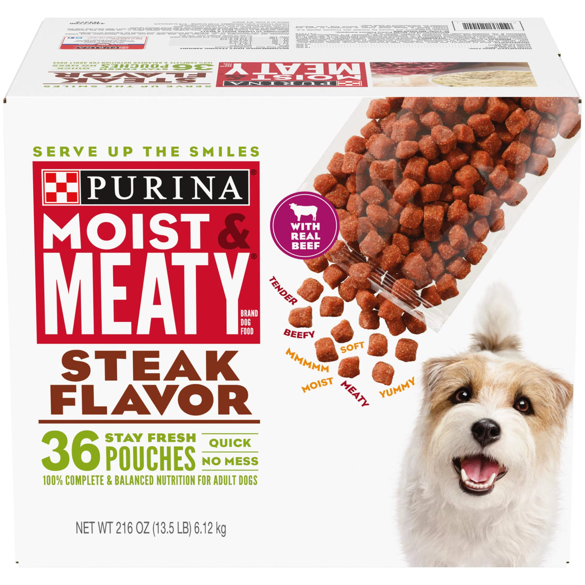 Steak Flavor Wet Dog Food, 36 ct. Pouch N870