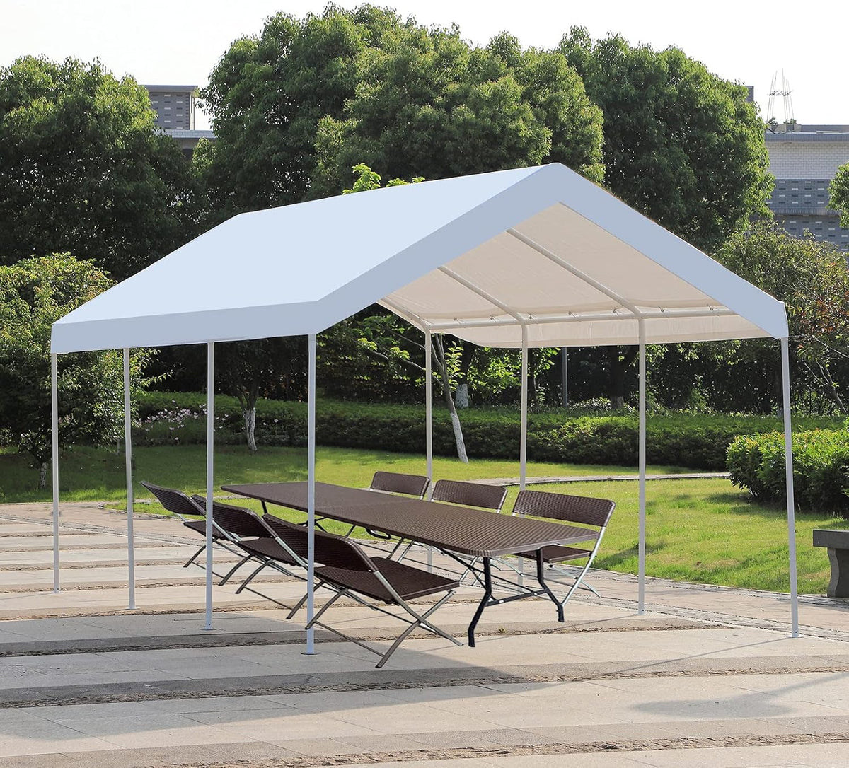 10x20 ft Heavy Duty Carport Canopy Shelter with Removable Sidewalls and Door P629