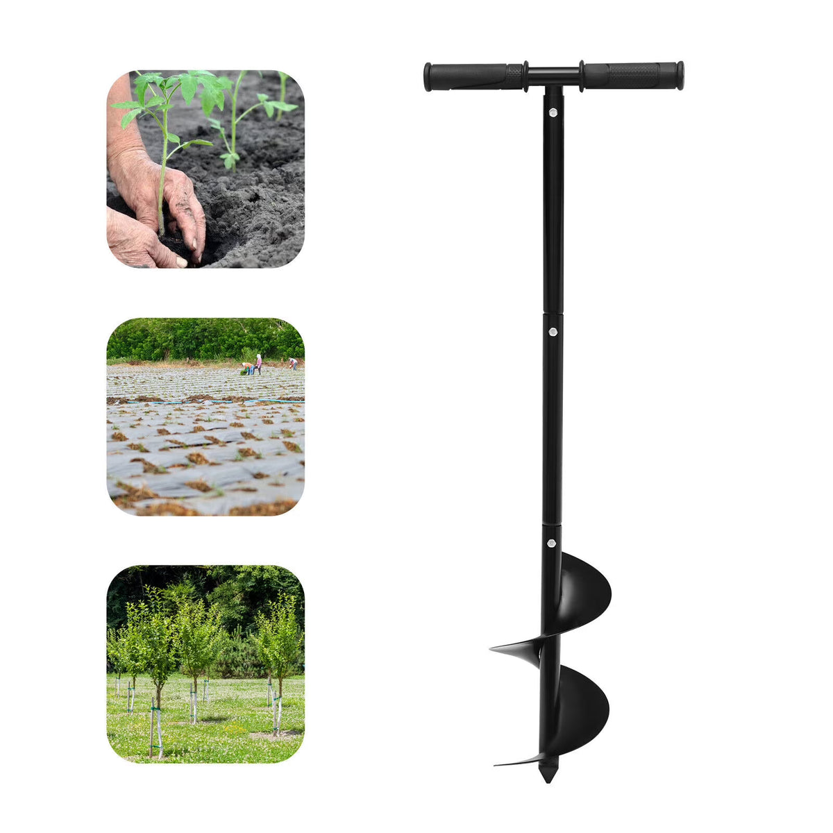 Manual Garden Hole Digging Drill Bit, Hand Drill Auger Post Hole Digger 6"x 33.46" T7399