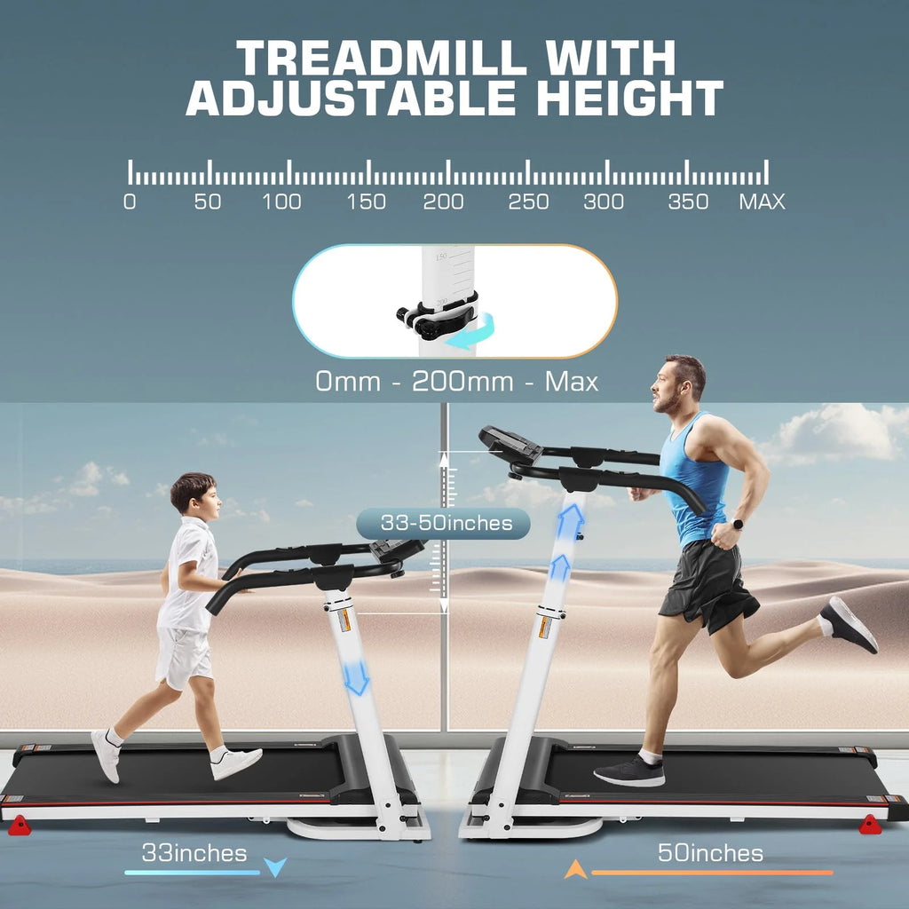 Folding Treadmill with Removable Desk, White B875416