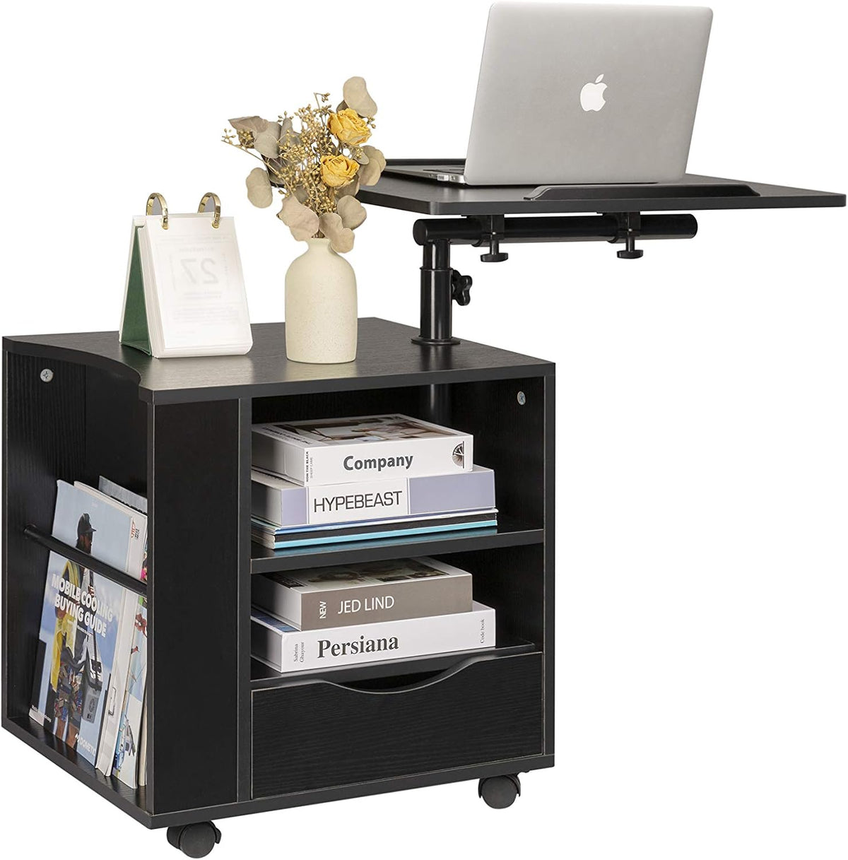 Black Wooden Nightstand with Drawers D8027