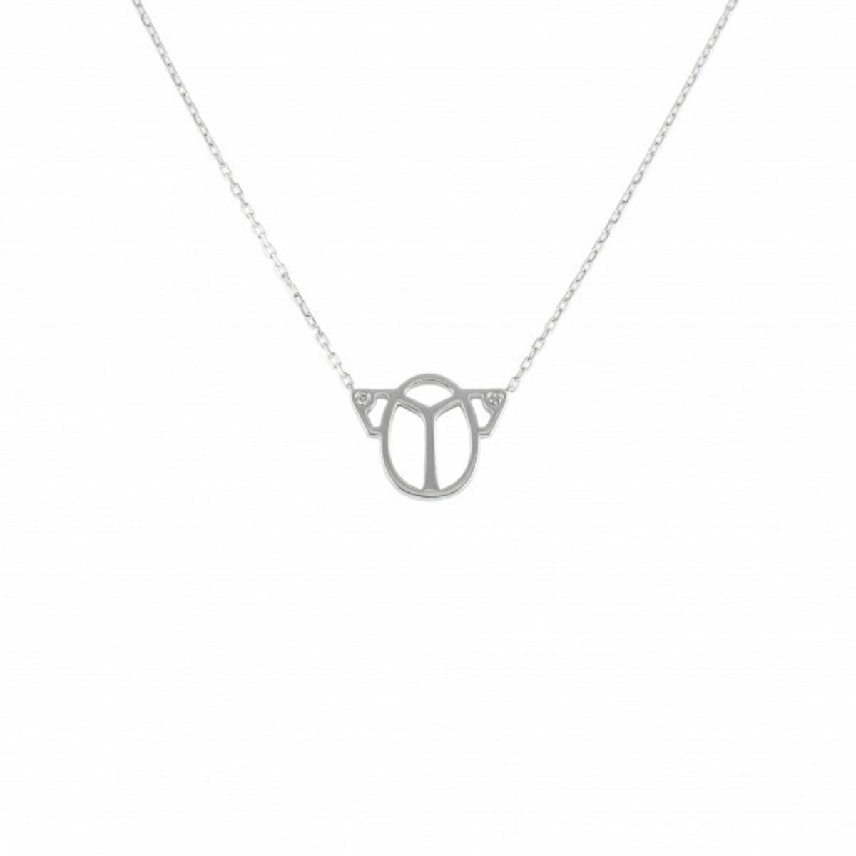 White Gold Scarab Pendant Necklace U456329