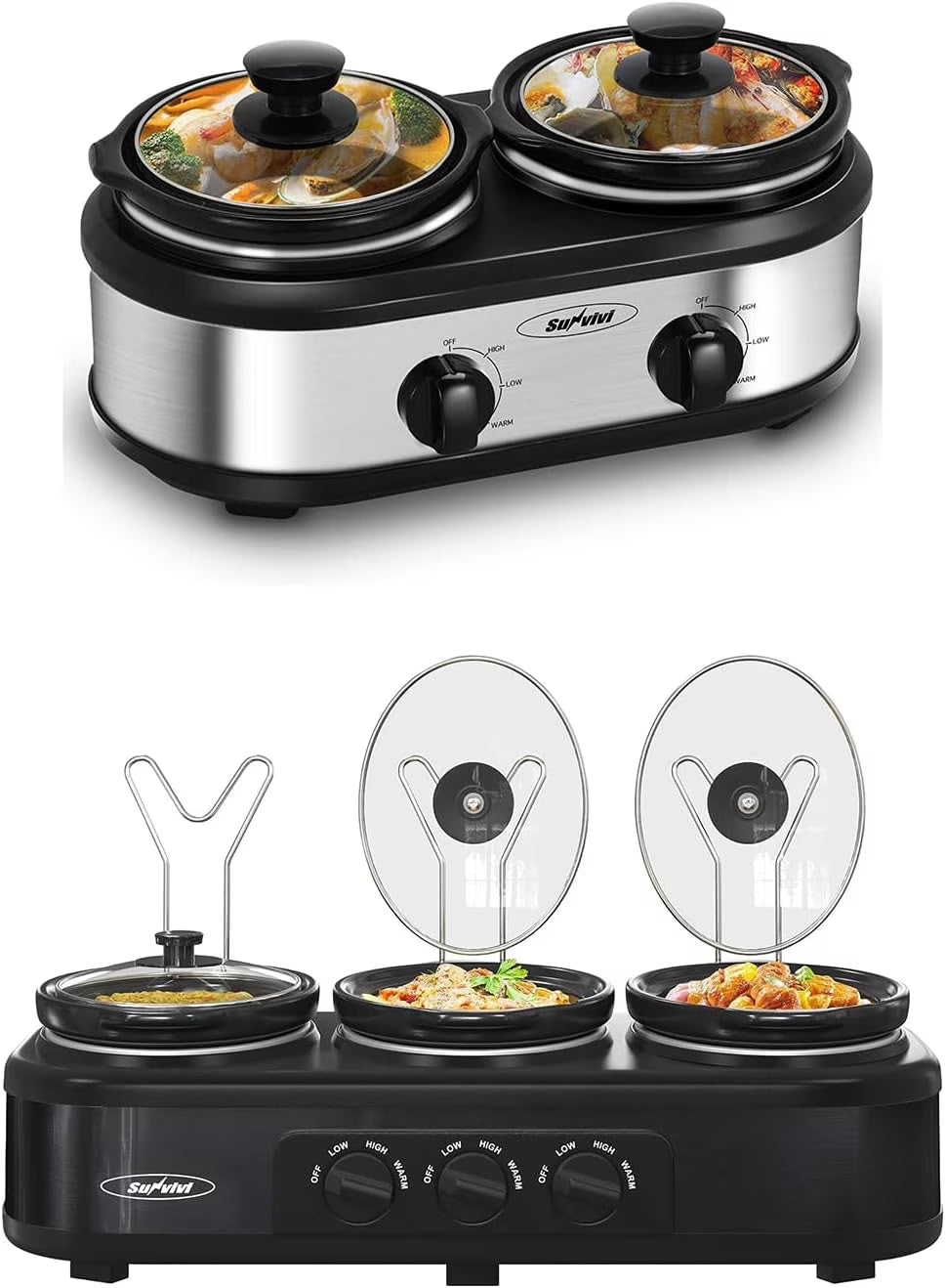 Triple Slow Cooker Buffet Server Stainless Steel Q7985