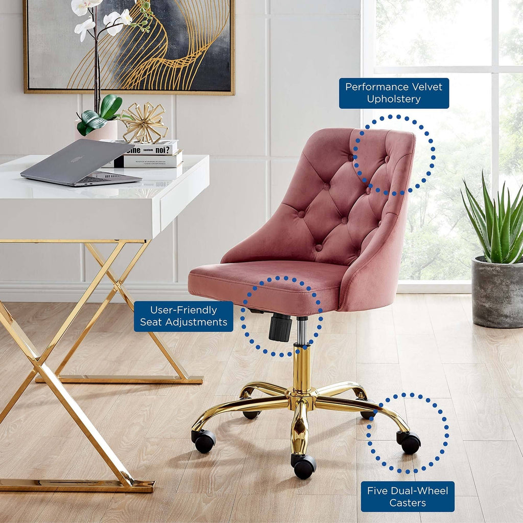 Gold Gray Velvet Swivel Office Chair O9248