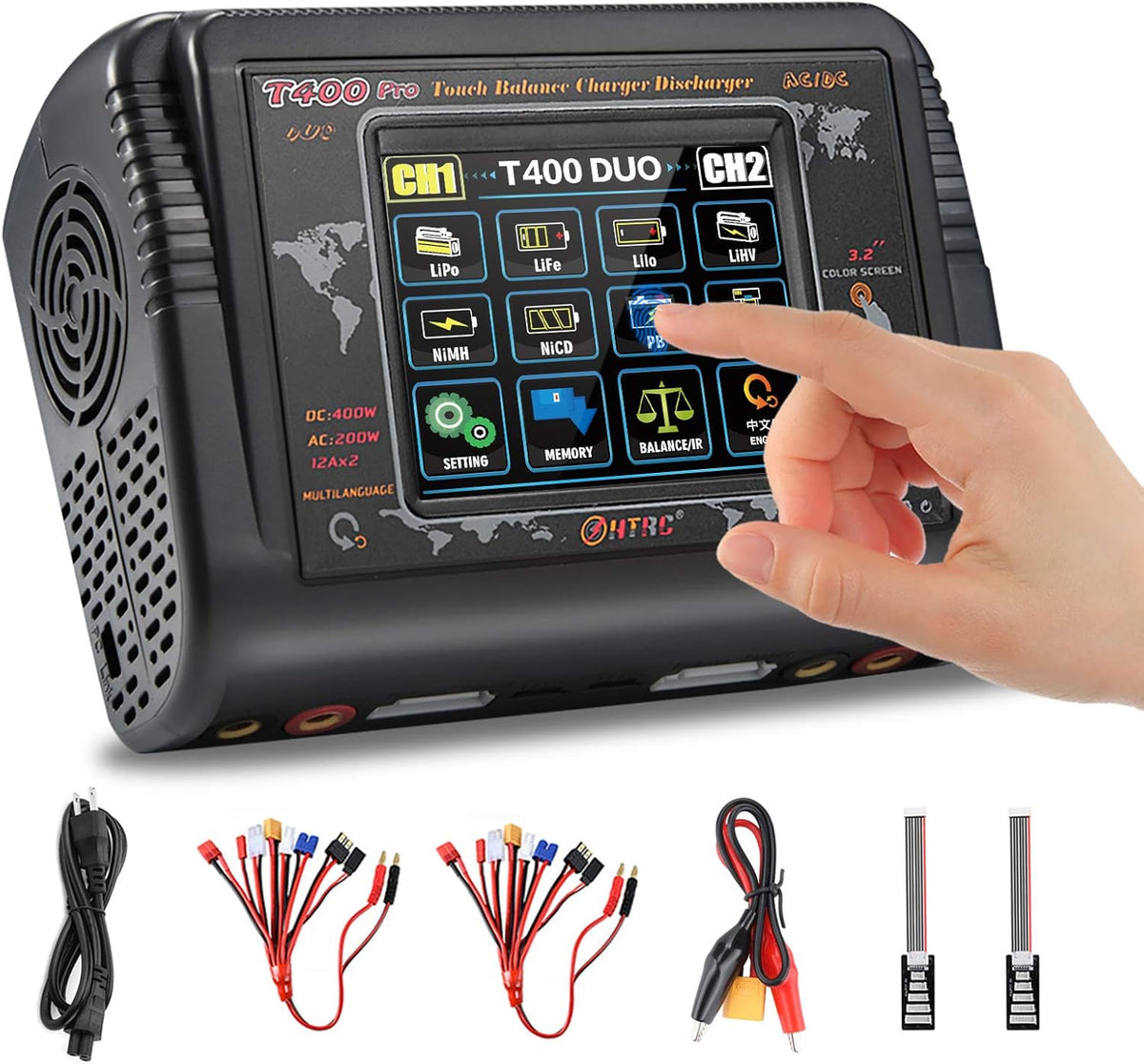 200W AC 400W DC 12A Touch Screen RC Battery Charger Discharger B581401