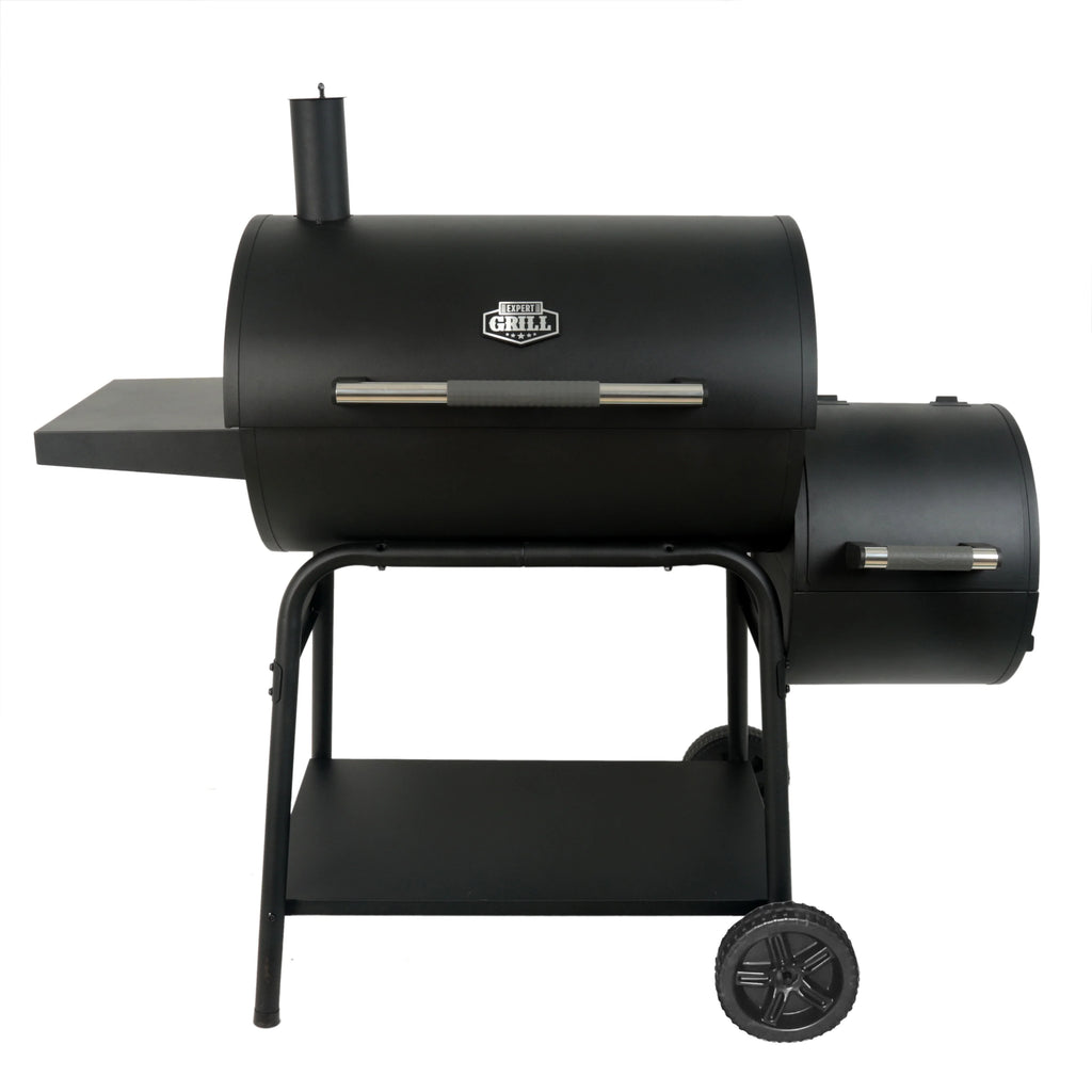 28 Offset Steel Charcoal Smoker Grill with Side Firebox, Black M709899