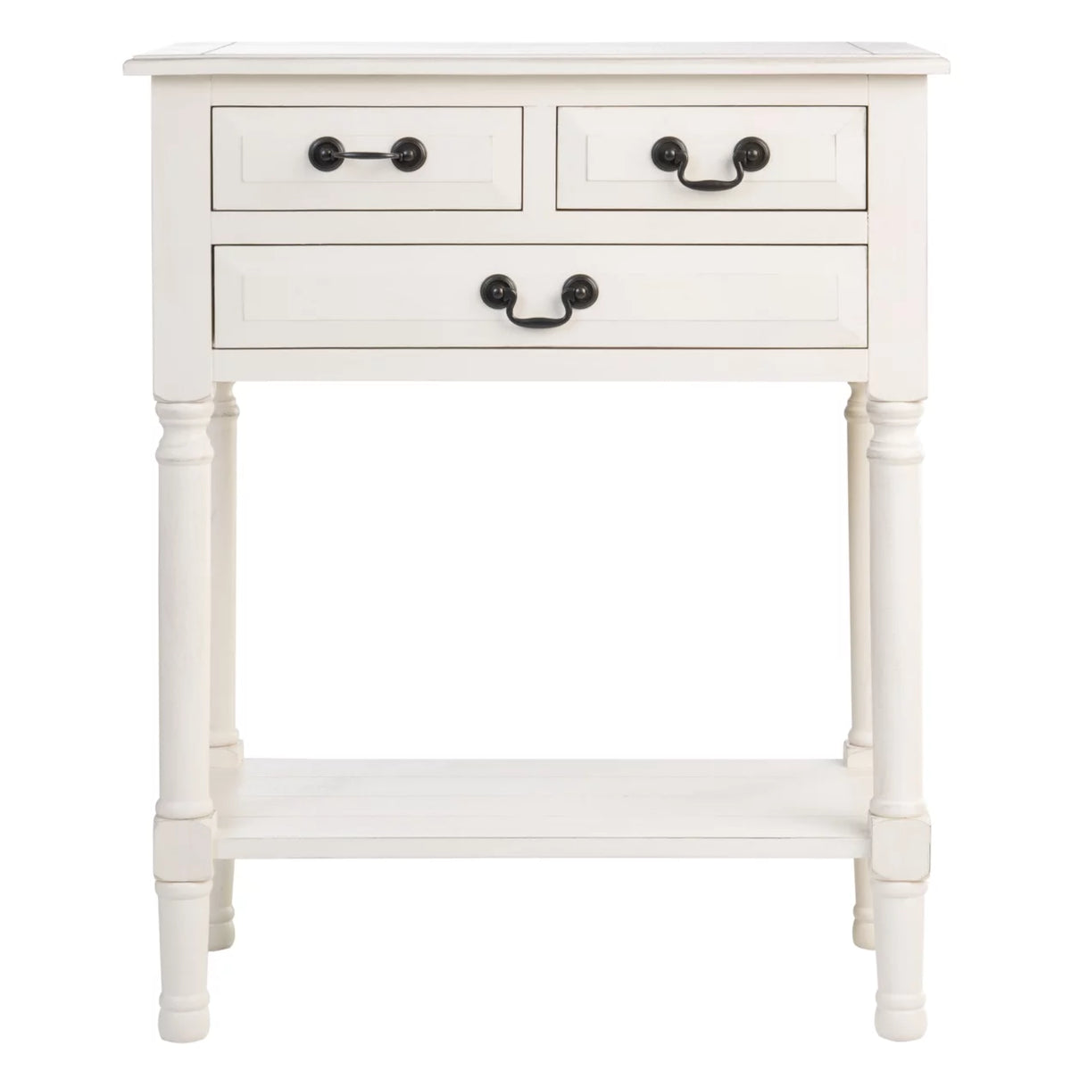 Distressed White Wood Console Table with Drawer S957269