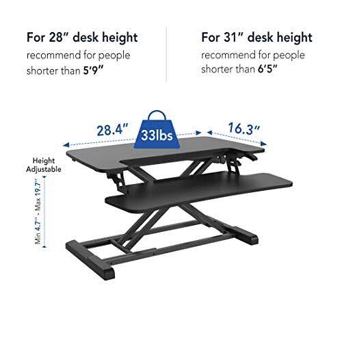 Black Height Adjustable Standing Desk Converter with Keyboard Tray X444