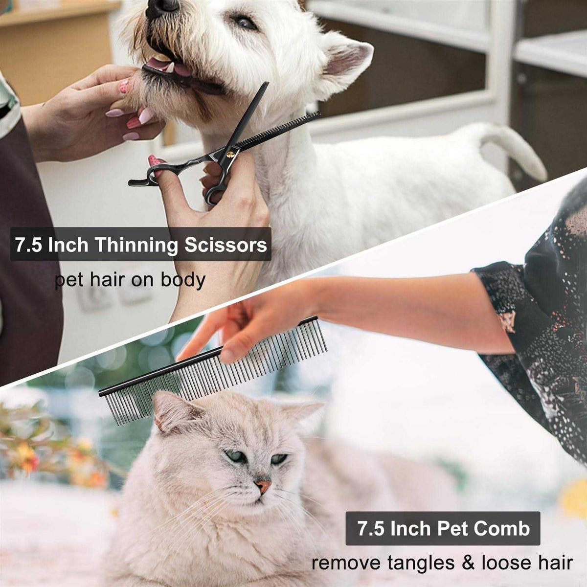 7 Inch Dog Grooming Scissors Kit with Curved Scissors F14409