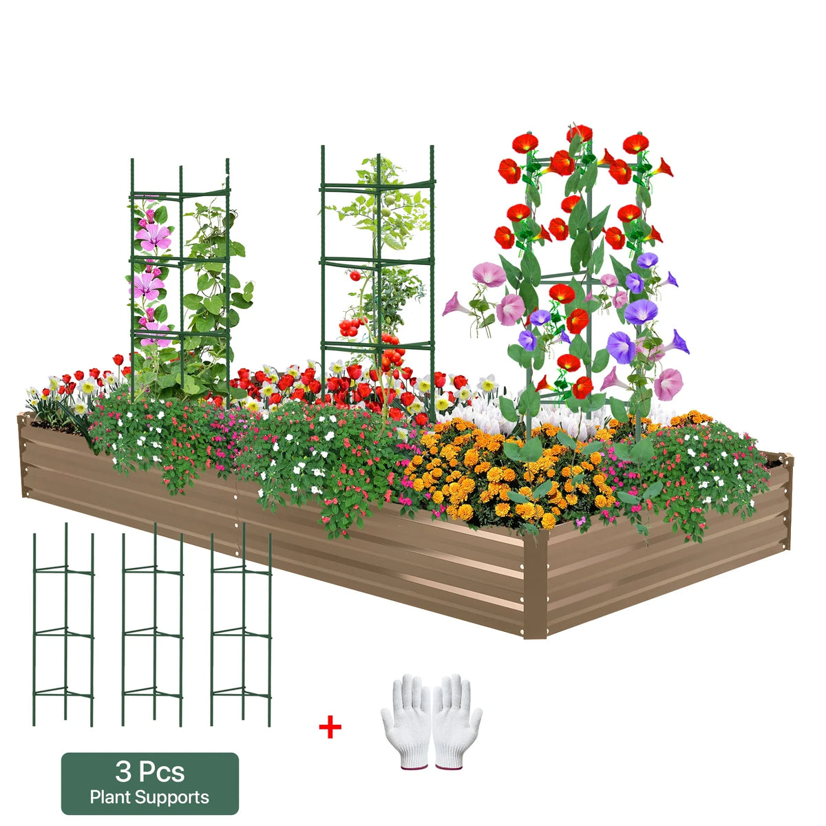 Galvanized Raised Garden Bed 6*3*1 ft Rust-Resistant Metal Planter Box Brown P816