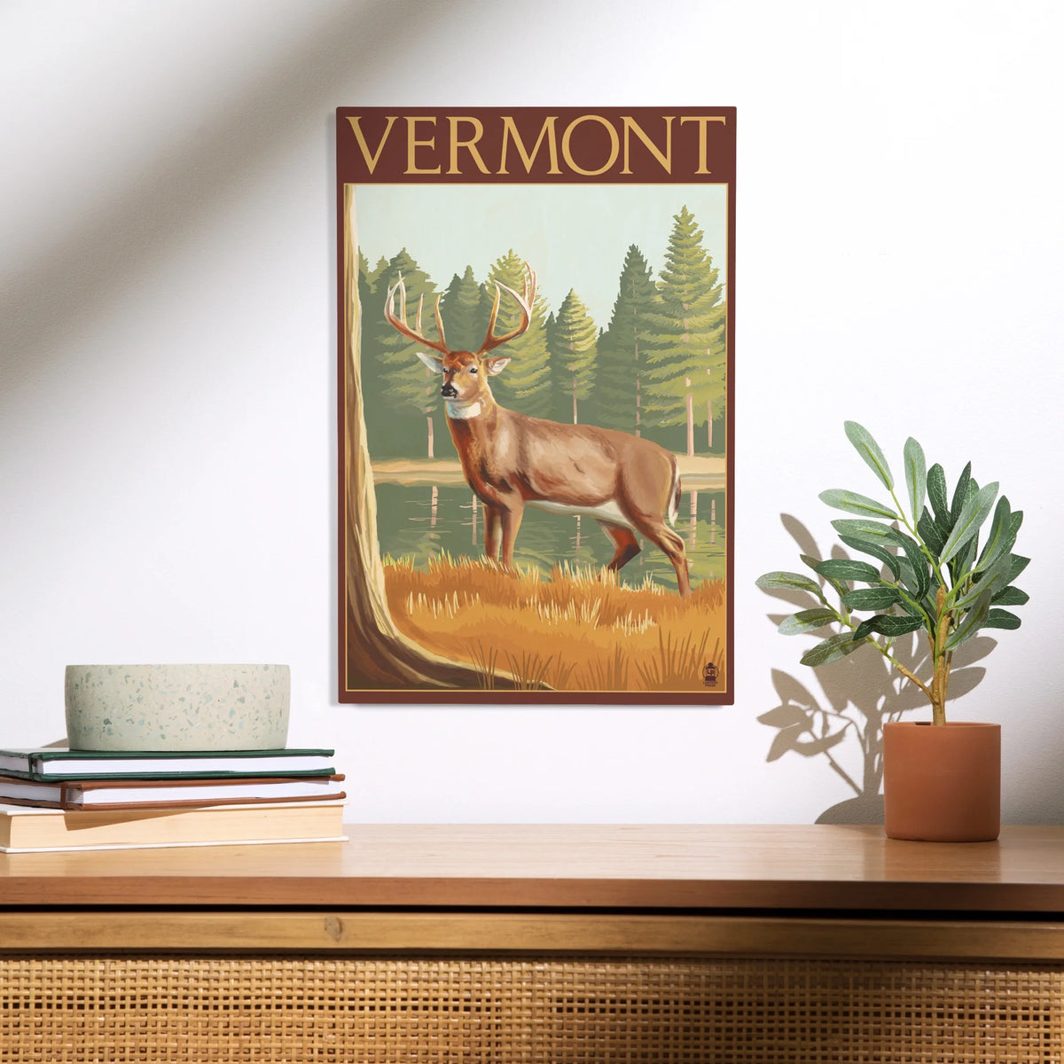 White-Tailed Deer Birch Wood Wall Sign Z34026