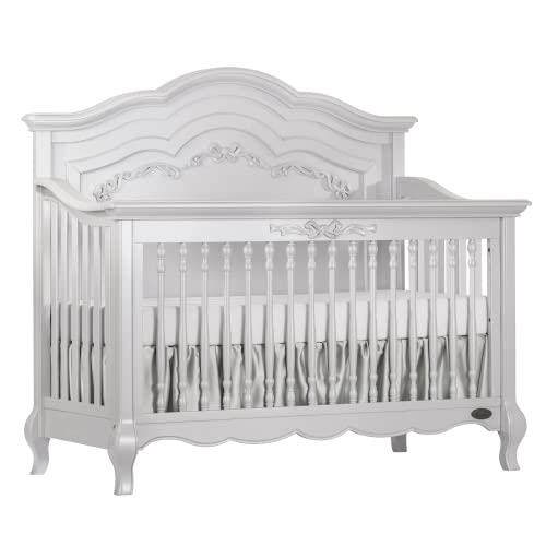 5-in-1 Convertible Crib in Frost, Greenguard Gold Certified, Wooden Baby Crib D792858