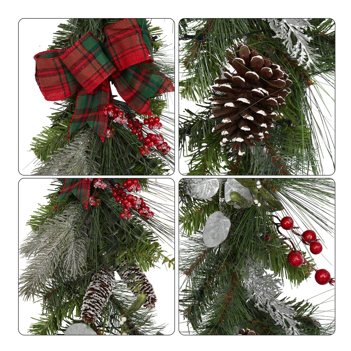 Red Green 9 ft Christmas Garland with 40 LED Lights D870031