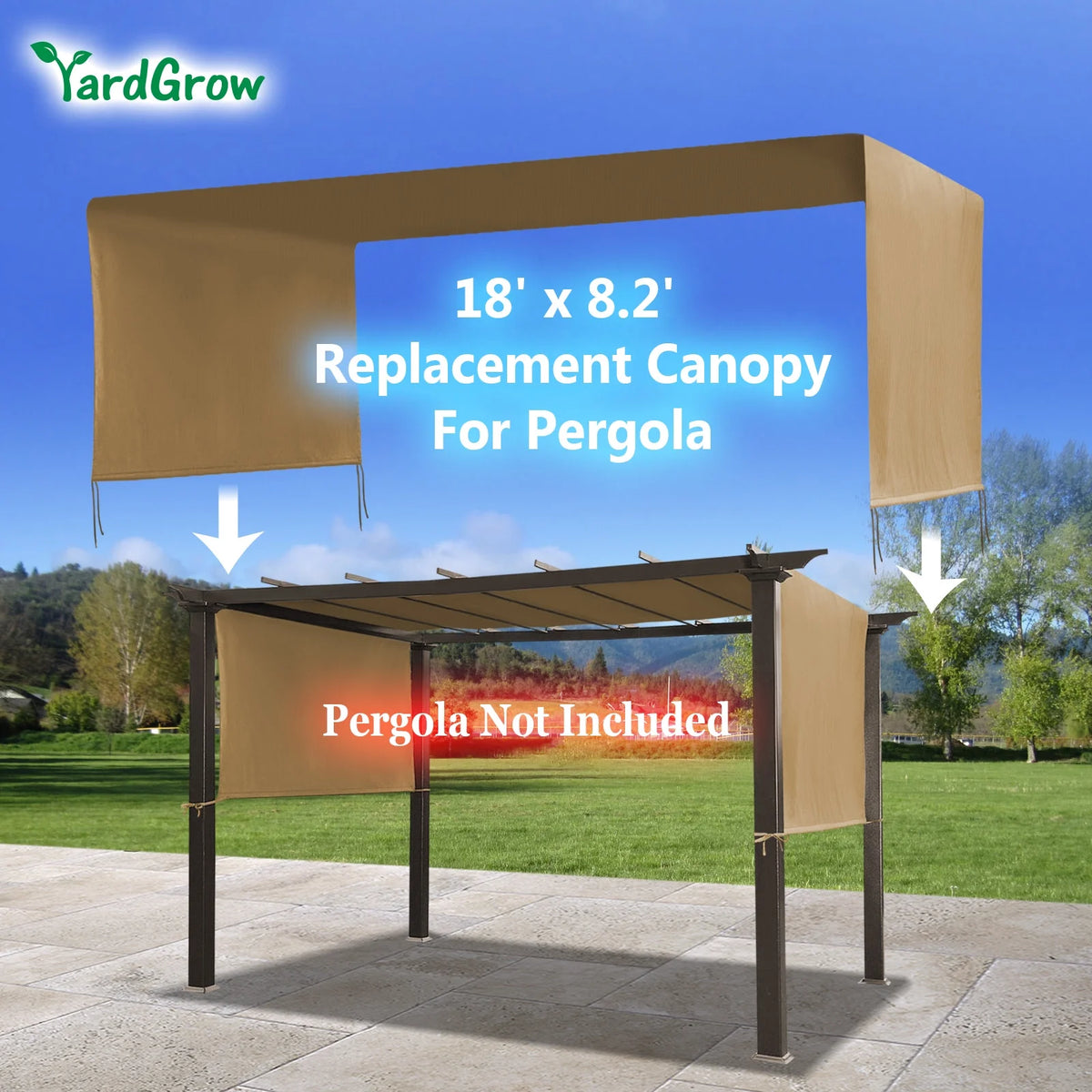 18' L x 8.2' W Replacement Canopy Top Cover for Pergola R746559