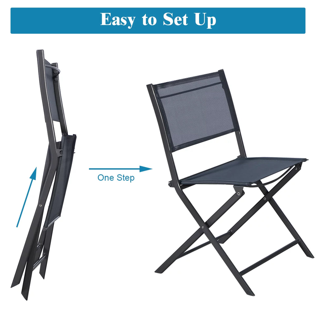3 Pc Folding Bistro Set Outdoor Patio Furniture O90097