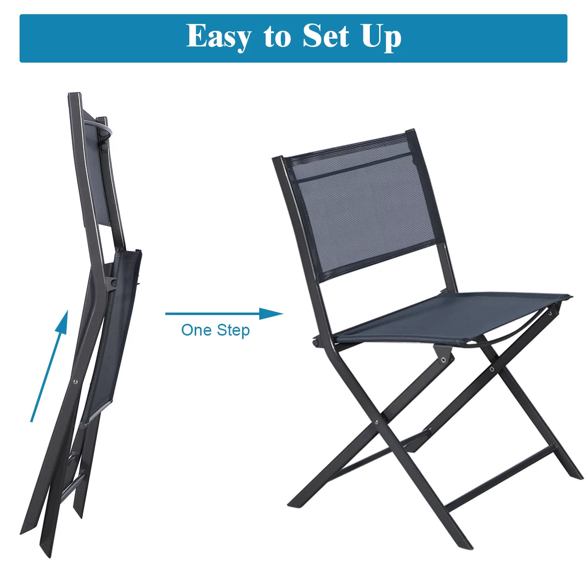 3 Pc Folding Bistro Set Outdoor Patio Furniture O90097