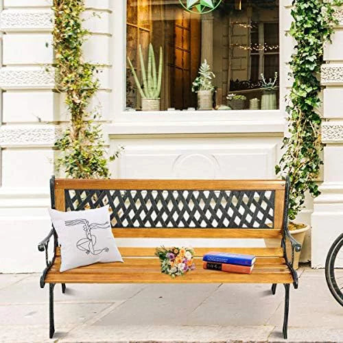 50'' Cast Iron Hardwood Patio Bench O858437