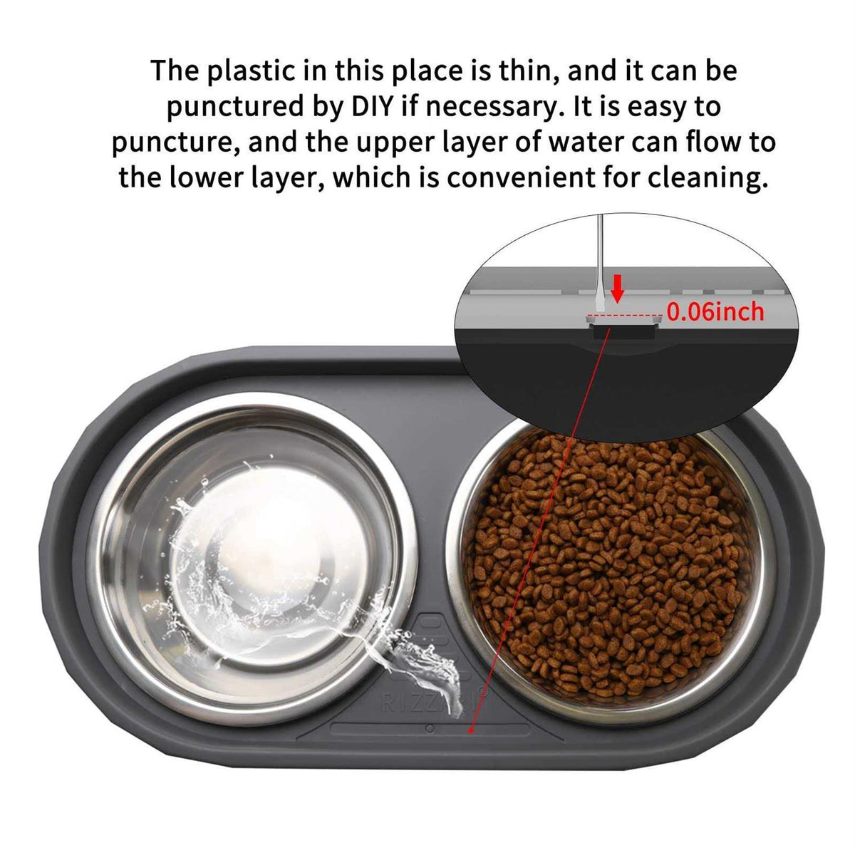 Raised Stainless Steel Dog Bowls Adjustable Double Bowl with Stand S773