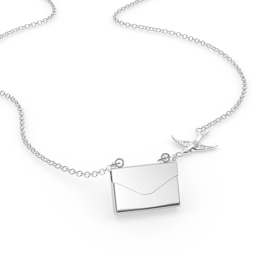 Silver Envelope Locket Necklace J60528