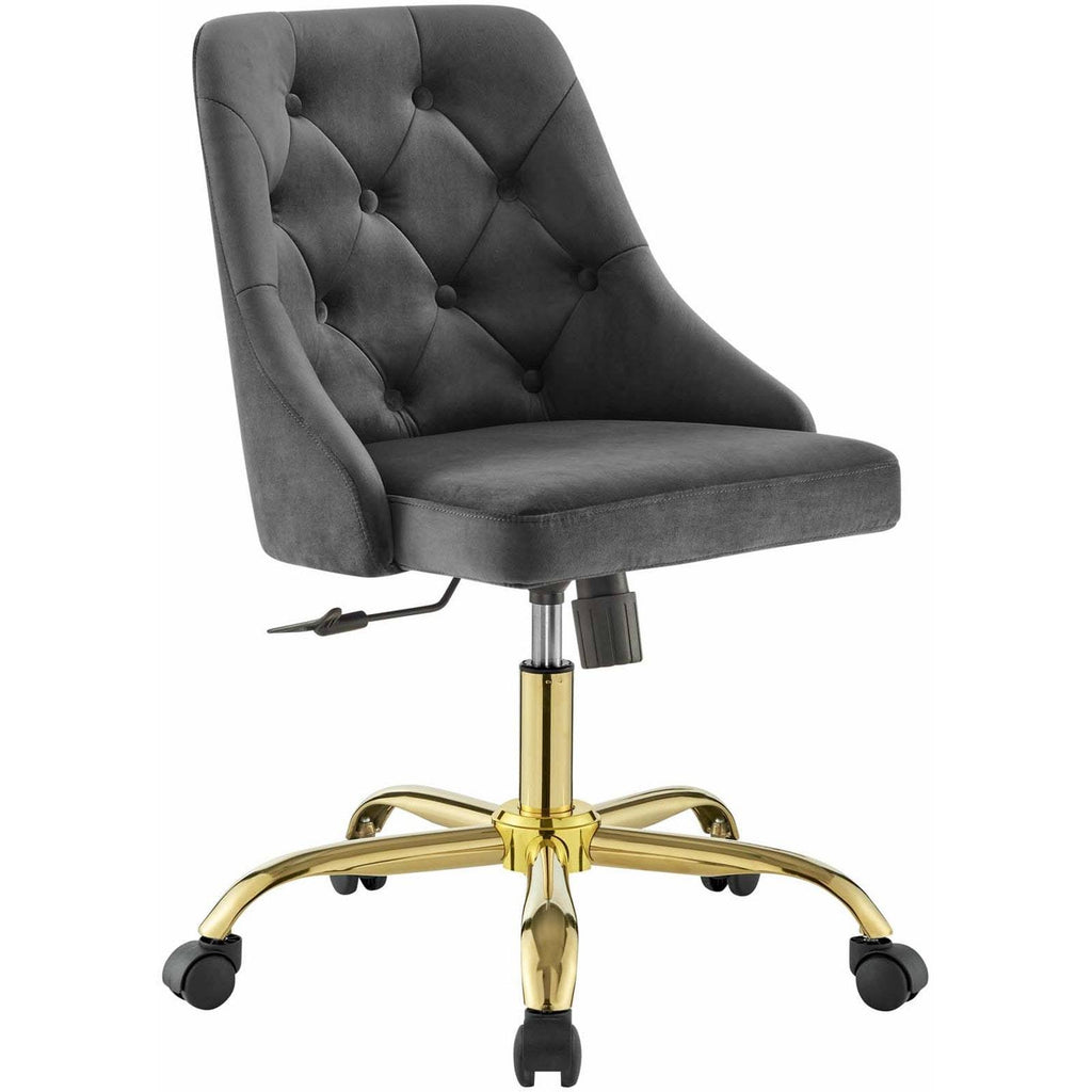 Gold Gray Velvet Swivel Office Chair O9248