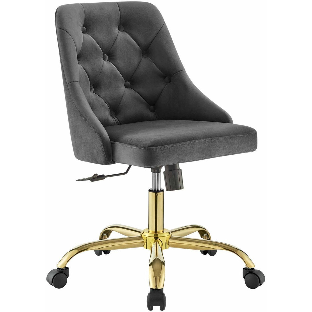 Gold Gray Velvet Swivel Office Chair O9248