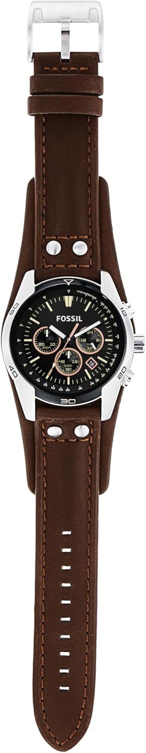 Silver Stainless Steel and Leather Chronograph Watch K94040