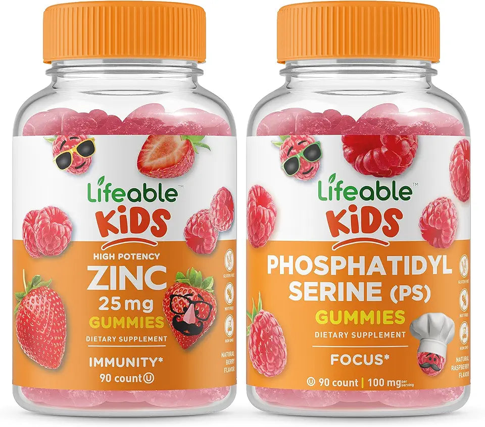 Zinc 25mg Kids Gummies Bundle Gluten Free GMO Free Chewable Gummy U376057
