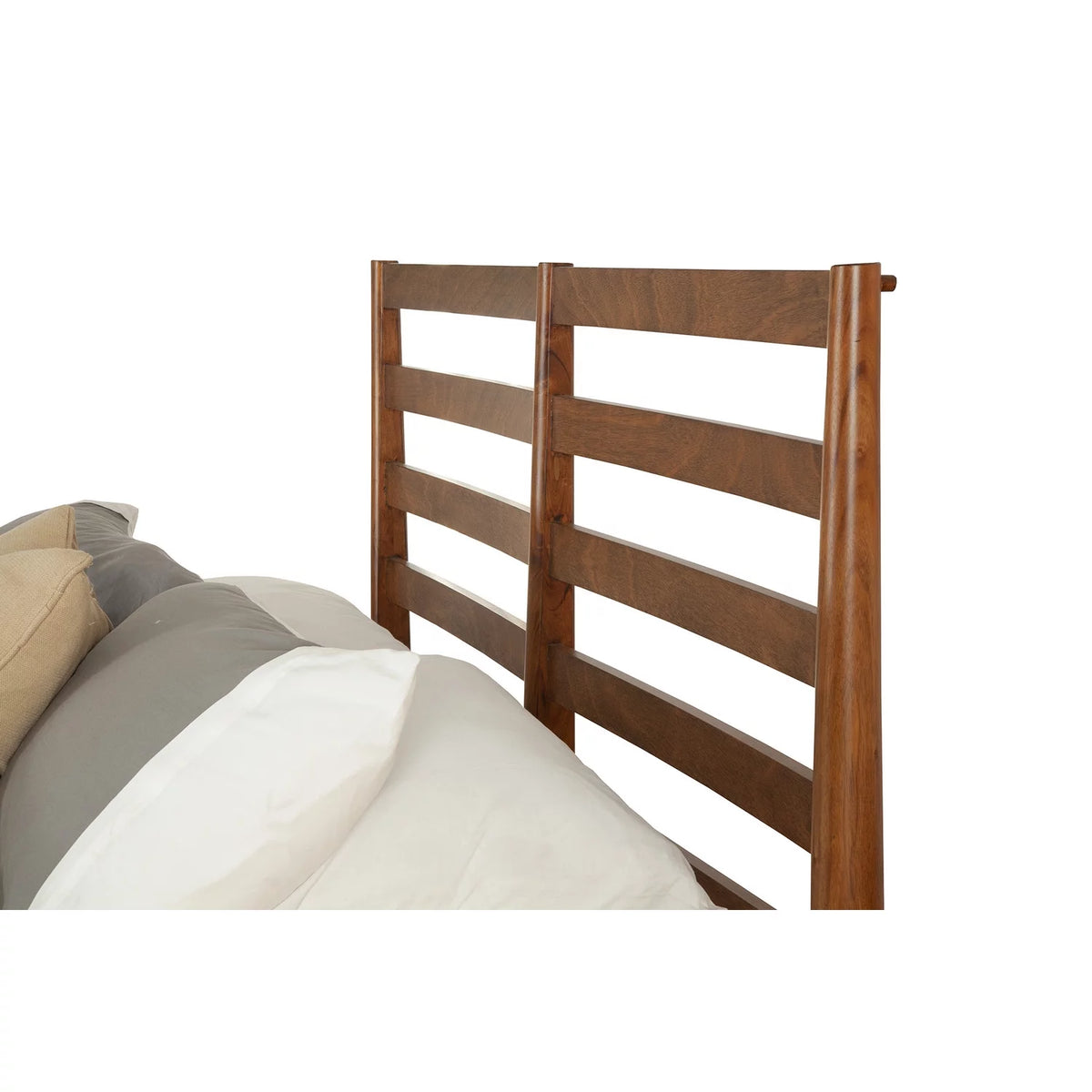 Queen Size Wooden Bed with Slatted Headboard Brown T834486