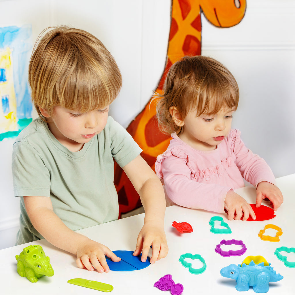 22 Pcs Play Dough Set with Dinosaur Molds I96346
