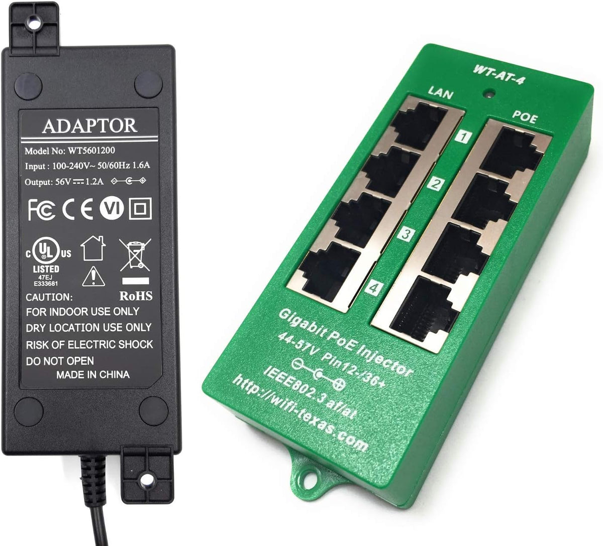 4 Port Gigabit PoE Injector with 56V 60W Power Supply O152631