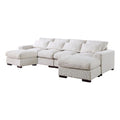 Beige Reversible Modular Fabric Sectional Sofa with Two Ottoman D671719