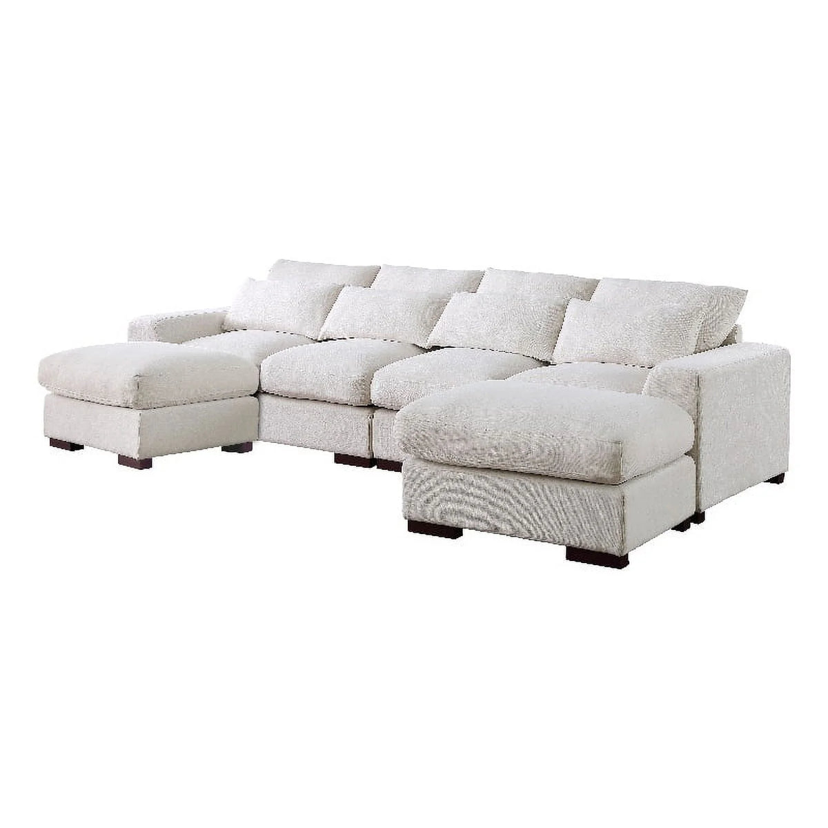 Beige Reversible Modular Fabric Sectional Sofa with Two Ottoman D671719