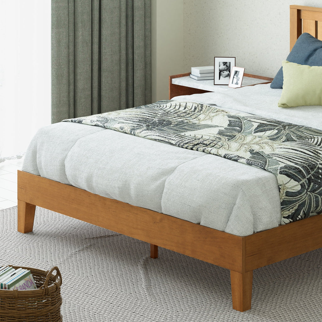 Twin Wood Platform Bed with Headboard B8230