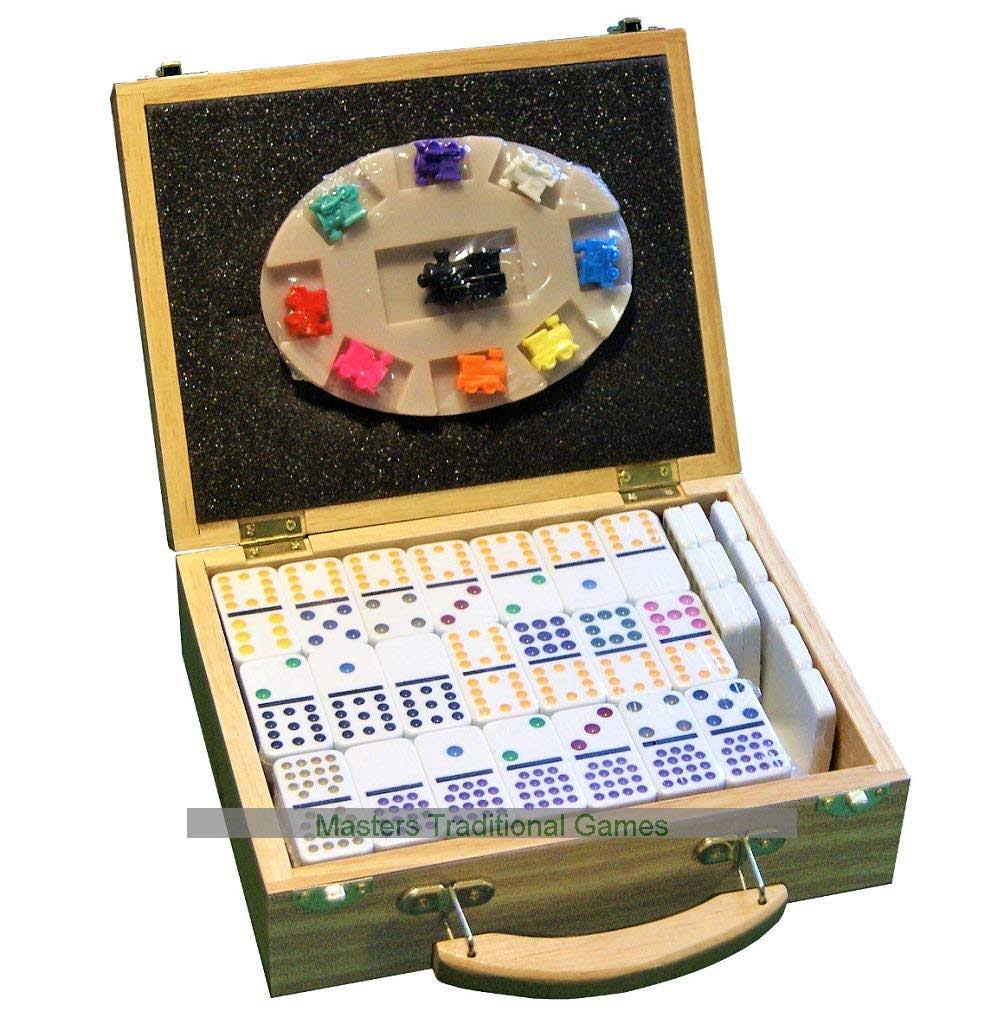 Double 15 Mexican Train Dominoes in Wooden Case U2728