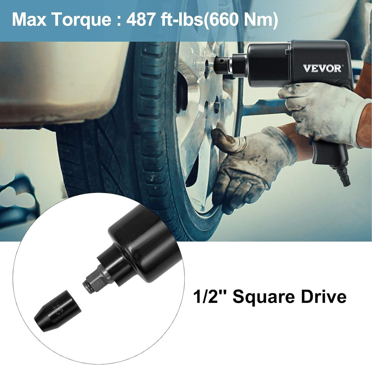 1/2" 660Nm 5-Speed Pneumatic Impact Wrench Pack of 2 P6828