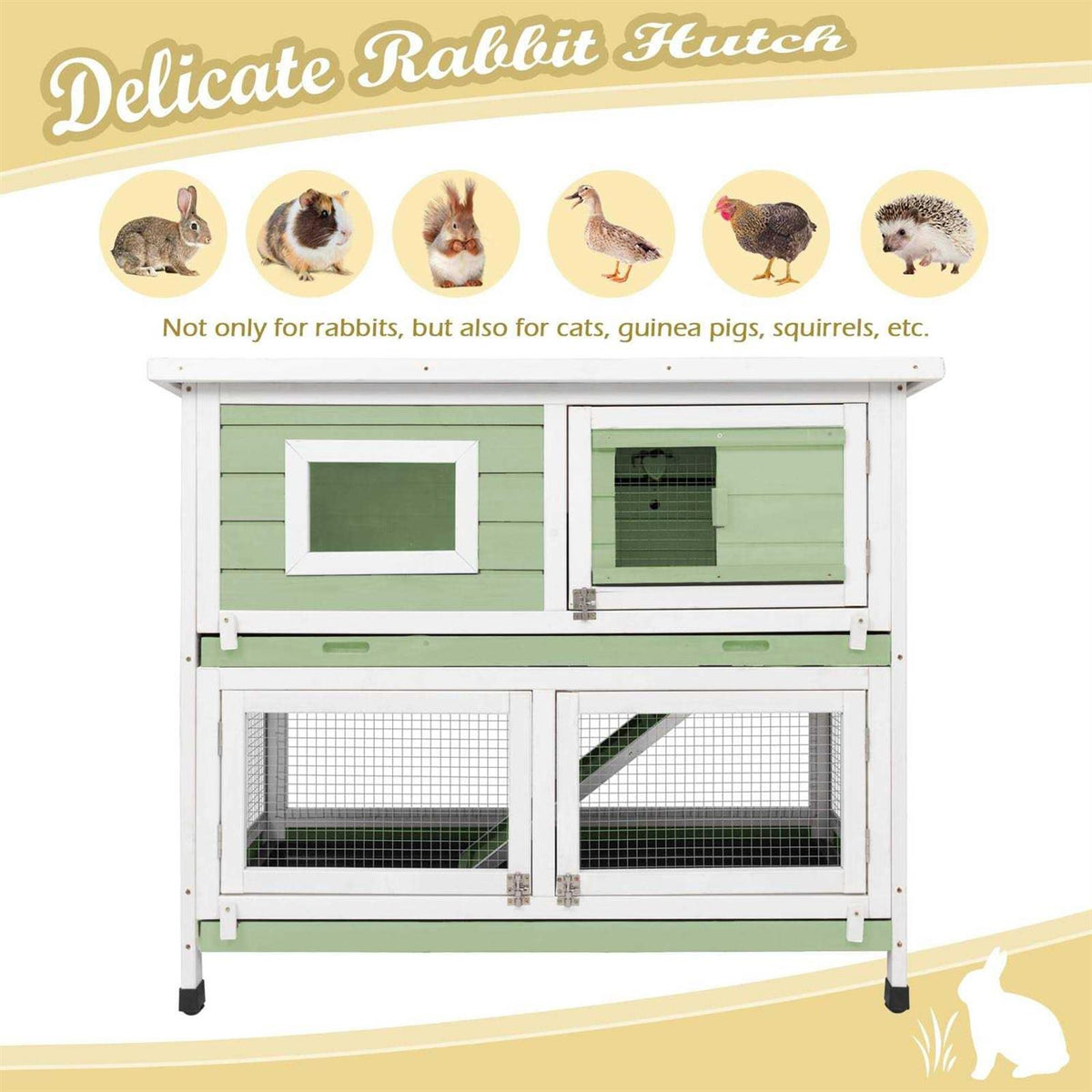 Rabbit Hutch Indoor Outdoor Two Story Weatherproof C1456