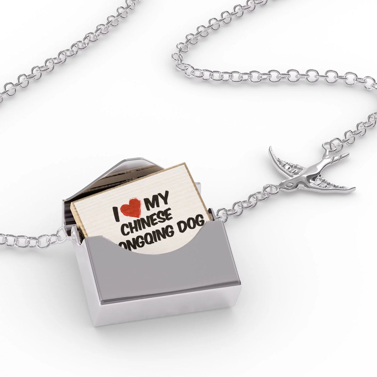 Silver Envelope Locket Necklace J60528