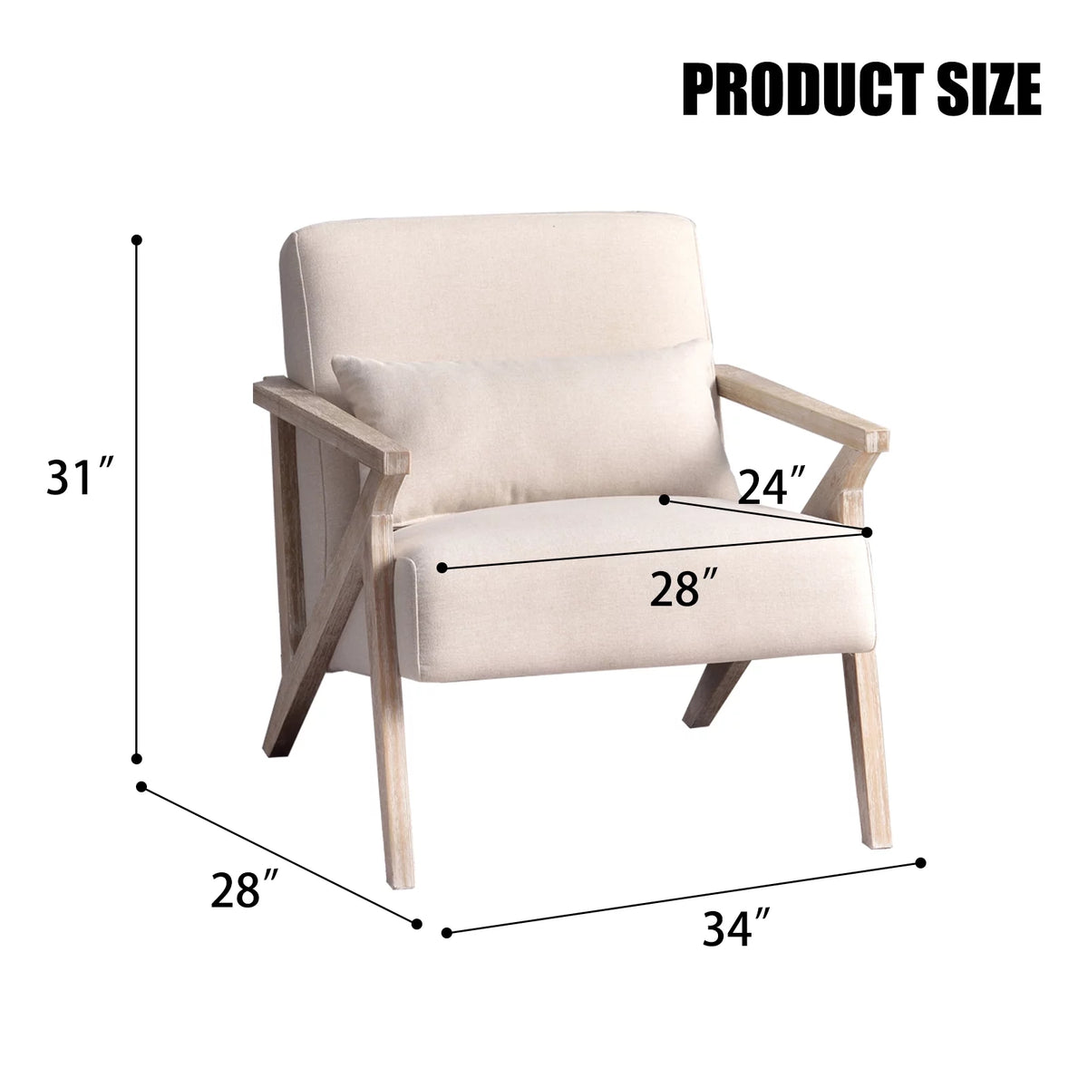 Beige Mid Century Accent Chair S949392