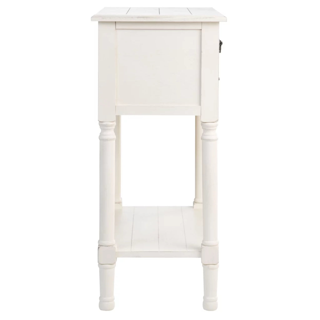 Distressed White Wood Console Table with Drawer S957269