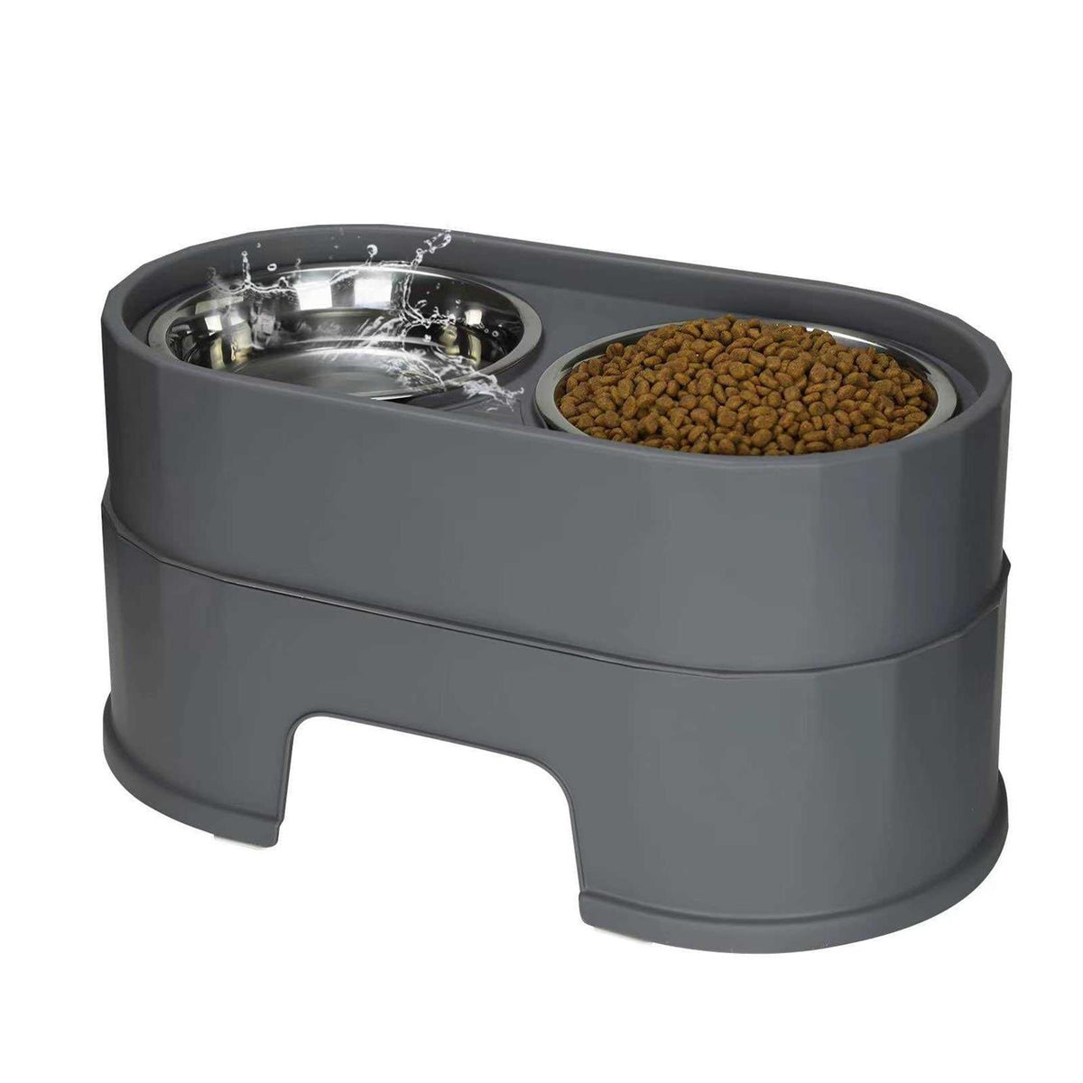 Raised Stainless Steel Dog Bowls Adjustable Double Bowl with Stand S773