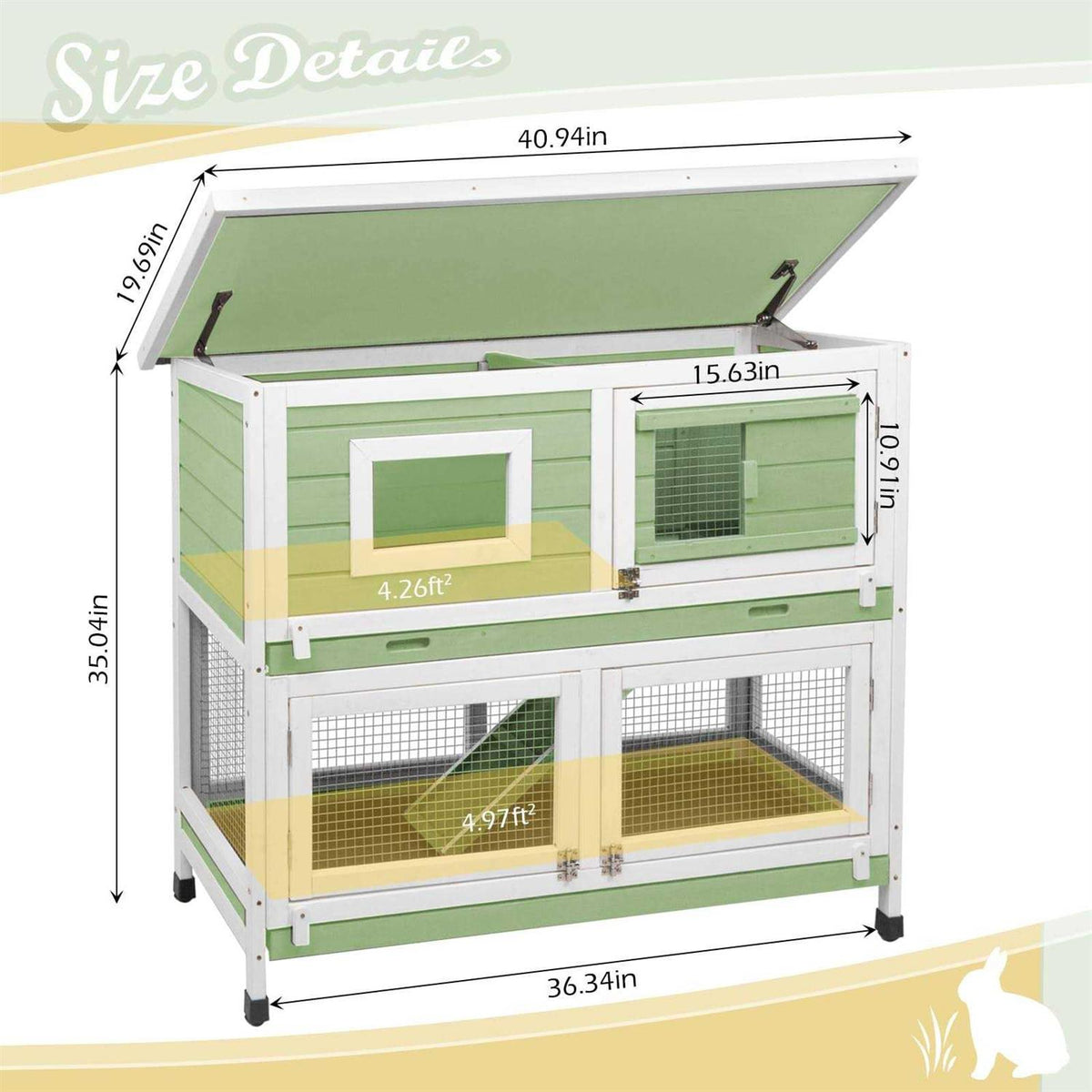 Rabbit Hutch Indoor Outdoor Two Story Weatherproof C1456