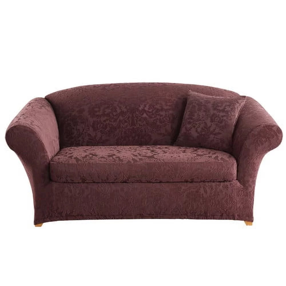 Stretch Jacquard Damask Loveseat Slipcover Y116891