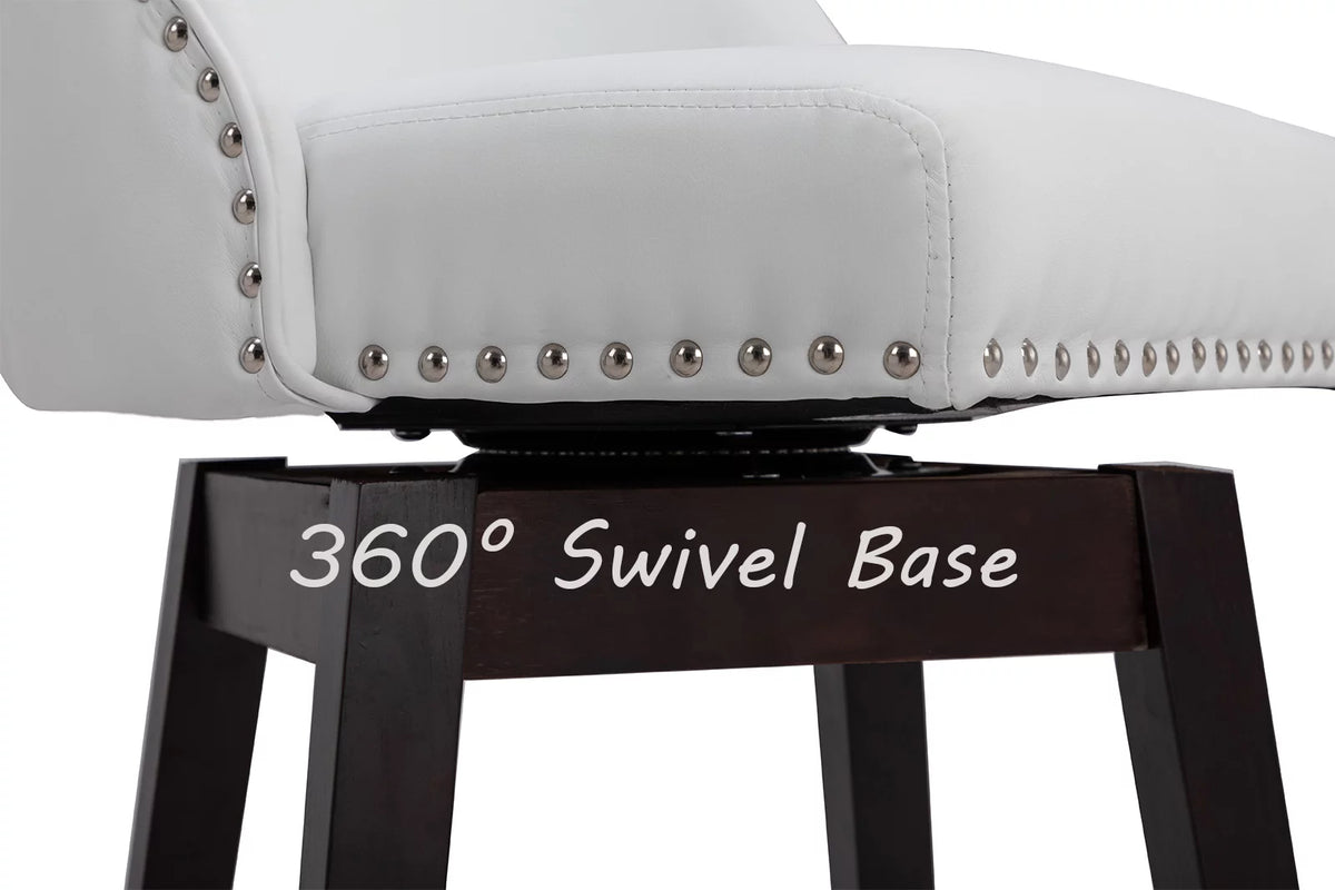 27.5 Inch Swivel Bar Stool Set of 2 White Faux Leather K17511