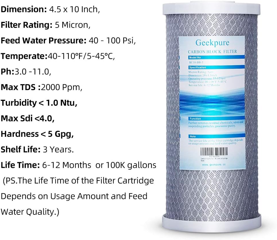 10 Inch Whole House Replacement Water Filters Set with PP Sediment and Carbon Block M841229