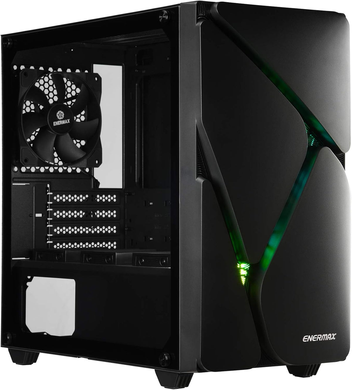 Mid Tower Gaming PC Case with Tempered Glass and Pre-Installed Fans X568345