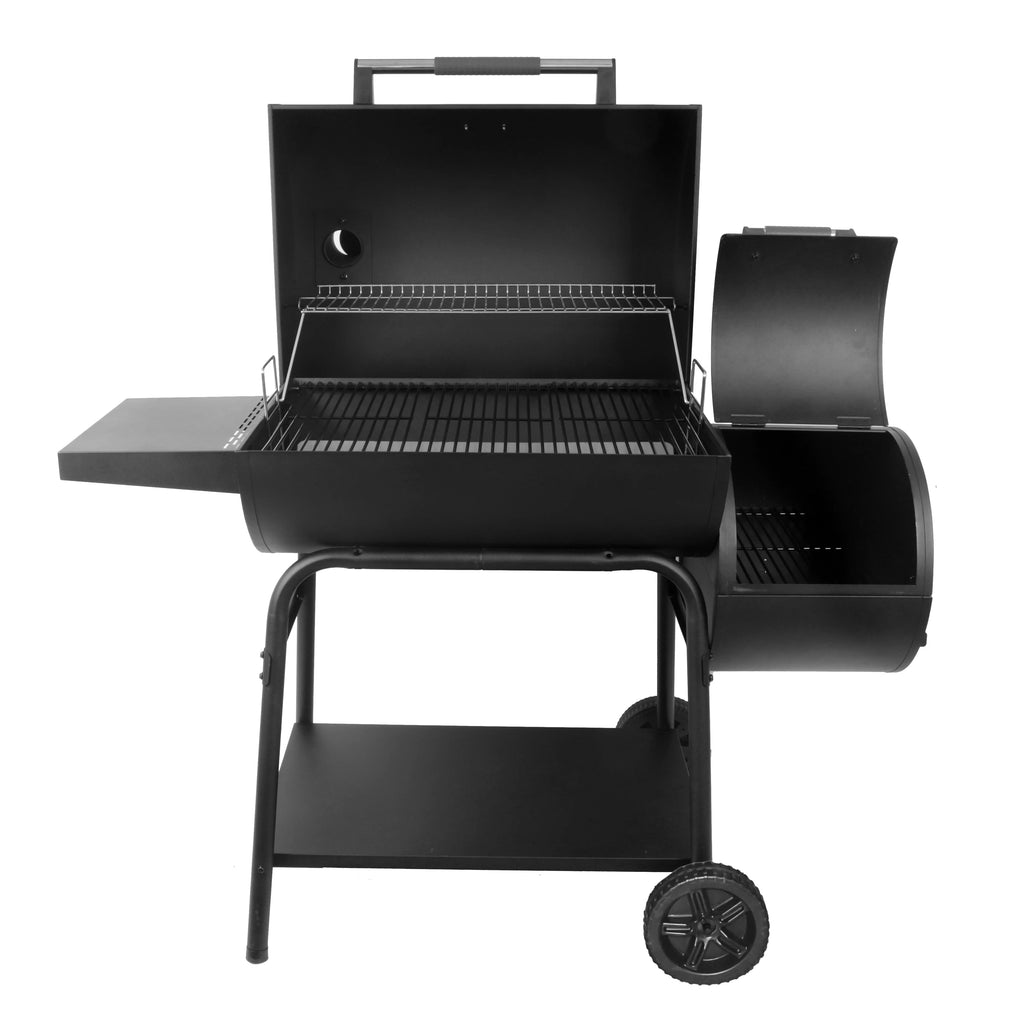 28 Offset Steel Charcoal Smoker Grill with Side Firebox, Black M709899