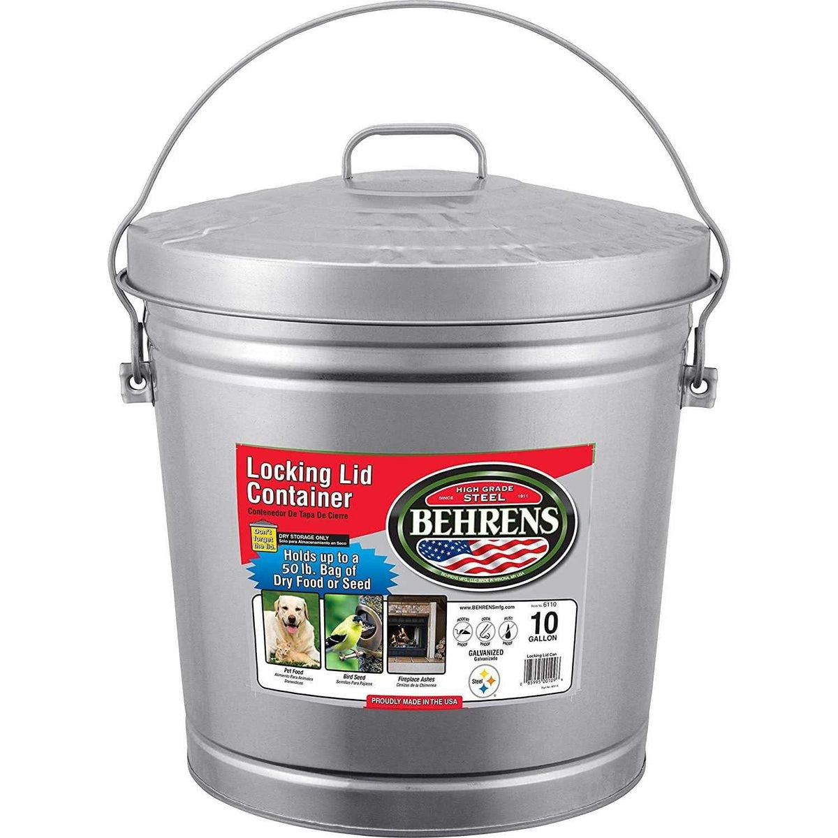 Galvanized Steel Locking Lid Can 10 Gallon P102