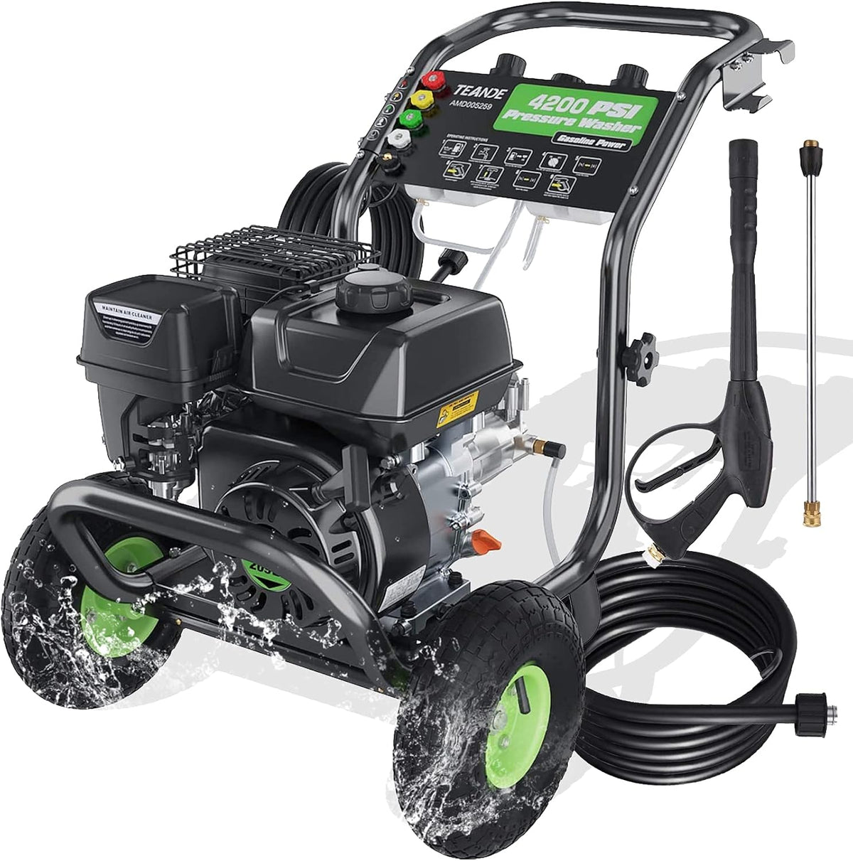 3200PSI Gas Pressure Washer 2.6GPM 212CC High-Pressure Hose 5 Nozzles S989908