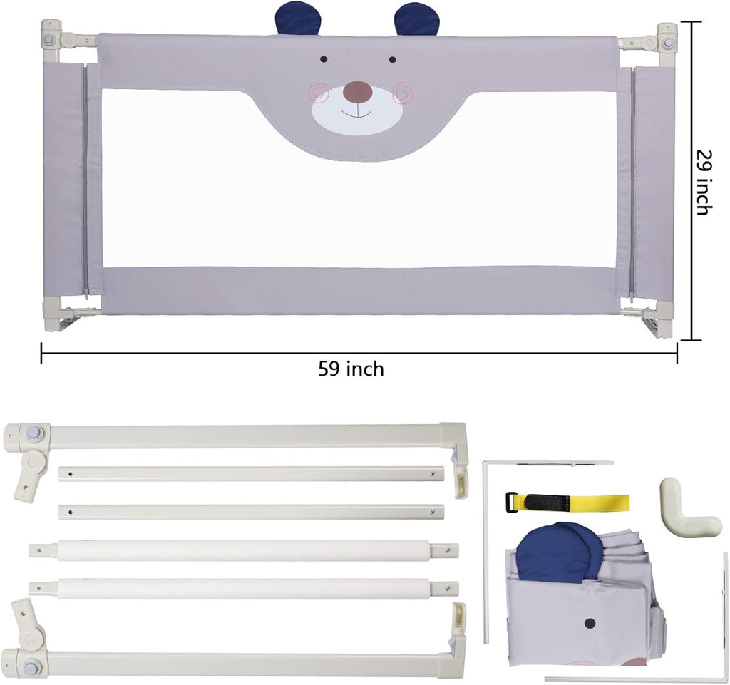 Extra Tall Collapsible Double Lock Bed Rails for Toddlers Queen Size B18353